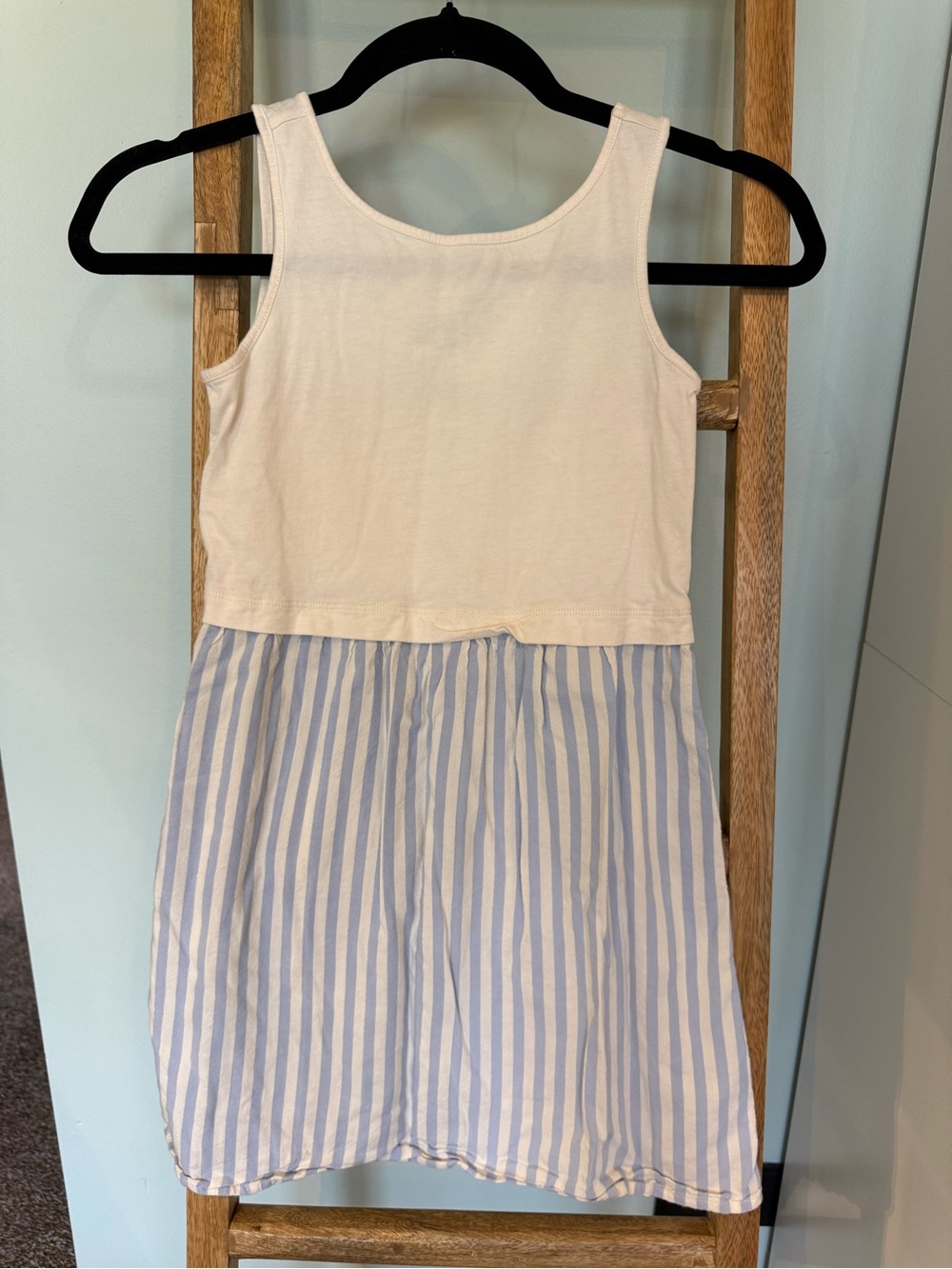 Old Navy Girls Mixed Media Striped Tank Dress Blue White Size M (8)